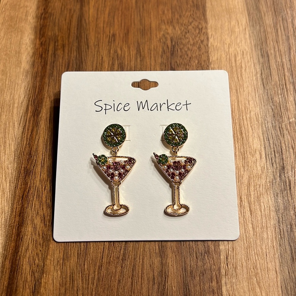 Spice Market Earrings NEW Martini Glass